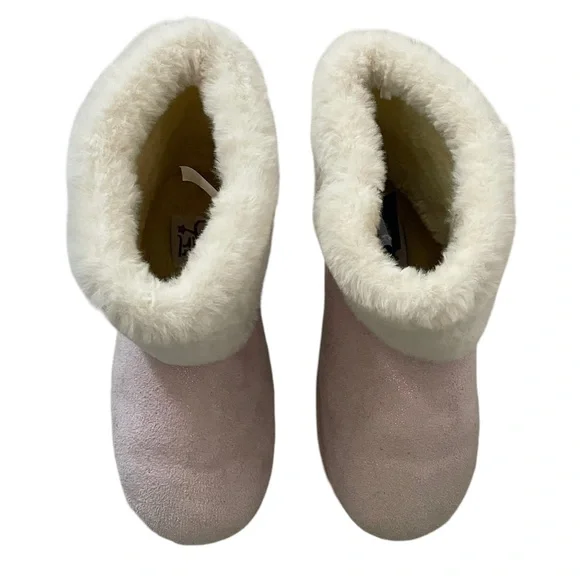 Olivia Miller Girl Shimmer Winter Fur Trim Ankle Boots, Pink Size 4 (Big Kid) - Picture 4 of 10